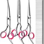 5 in1 Dog Grooming Scissors Kit, Professional Dog Scissors for Grooming with Safety Round Tips, Titanium Coated Grooming Shears for Dogs Cat Pet At Home