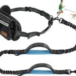 Kytely Hands Free Dog Leash with Zipper Pouch, Wide Padded Waist Dog Running Leash for Medium and Large Dogs, Dual Padded Handles, Retractable Bungee for Walking Jogging Training Hiking