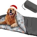 Dog Sleeping Bag Waterproof Warm Packable Dog Bed Mat with Storage Bag for Indoor Outdoor Travel Camping Hiking Backpacking (Grey)