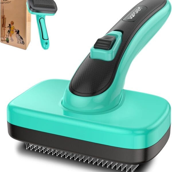 Dogs Self Cleaning Slicker Brush for Shedding & Grooming Short Long Haired Pets, Removes Loose Fur, Undercoat, Mats, Tangled for Large Medium Small Sensitive Skin of Cats. Easy to Cleaning