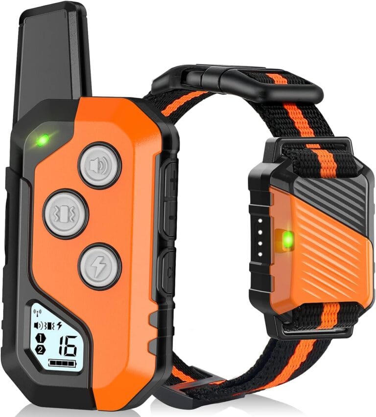 Shock Collar for Dogs, IP67 Waterproof Dog Training Collar with Remote, 3 Training Modes with Beep, Vibration, and Safe Static, Rechargeable E Collar for Large Medium
