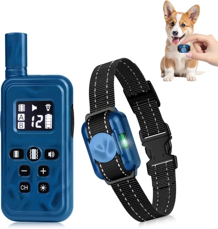 Smallest No Shock Dog Training Collar for Small Dogs 5-15lbs, Lightest Dog Vibration Collar with Controller 2000FT, Beep and Vibrate Only, Safety Lock, Vibrating Collars for Dogs-No Prongs,Blue