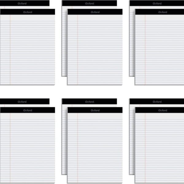 Oxford 8.5 x 11 Legal Pads, 12 Pack, Wide Ruled, White Paper, 50 Sheets Per Writing Pad, Made in the USA (74030)