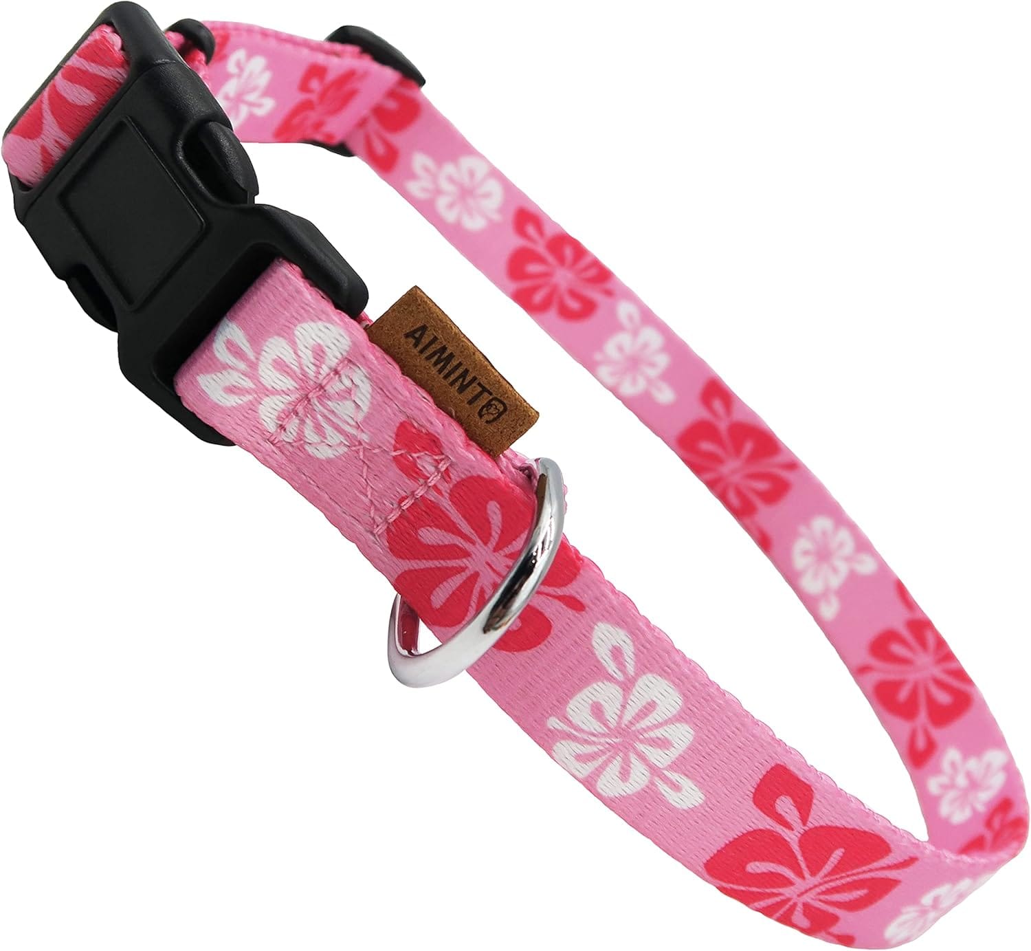 Dog Collar, Cute Floral Pattern, Soft And Adjustable Collar With Quick Release Buckle (XS (Neck 9 13", Width 3/8"), Hawaiian Pink) Dog Collar, Cute Floral Pattern, Soft and Adjustable Collar with Quick Release Buckle (XS (Neck 9-13", Width 3/8"), Hawaiian Pink)