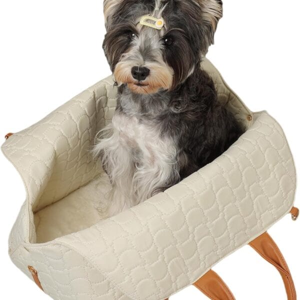 Small Dog Purse Bags,Dual Use,Car Safety Seat,Cats,Bed Light Woman Fashion Style Cozy Pet Kennels Bag Beige Lightweight Totes Beds for Pets Puppy Bed Outdoor(Cream Color)