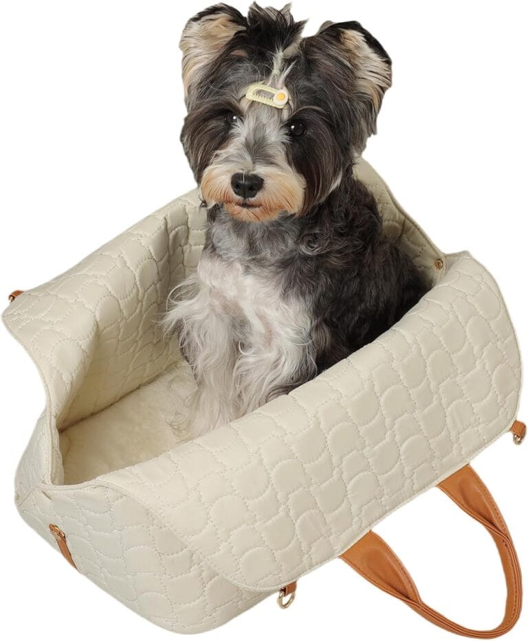 Small Dog Purse Bags,Dual Use,Car Safety Seat,Cats,Bed Light Woman Fashion Style Cozy Pet Kennels Bag Beige Lightweight Totes Beds for Pets Puppy Bed Outdoor(Cream Color)