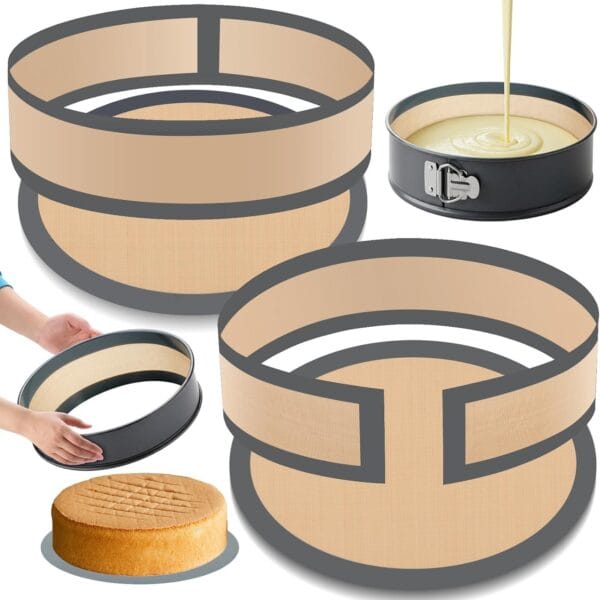 2 Pack Springform Pan Protector 9 Inch Nonstick Silicone Mats for Baking Easy Clean Cake Pan Liners for Cheesecake Pan, Prevent Cake from Sticking to Side and Bottom