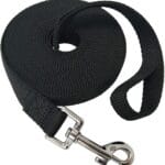 Nylon Training Dog Leash for Small Medium Large Dogs, 15ft 20ft 30ft 50ft Long Puppy Lead for Obedience Recall Training, Camping (20ft, Black)