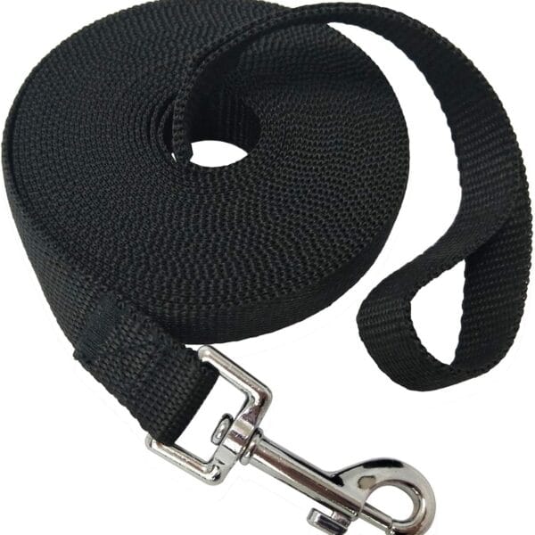 Nylon Training Dog Leash for Small Medium Large Dogs, 15ft 20ft 30ft 50ft Long Puppy Lead for Obedience Recall Training, Camping (20ft, Black)