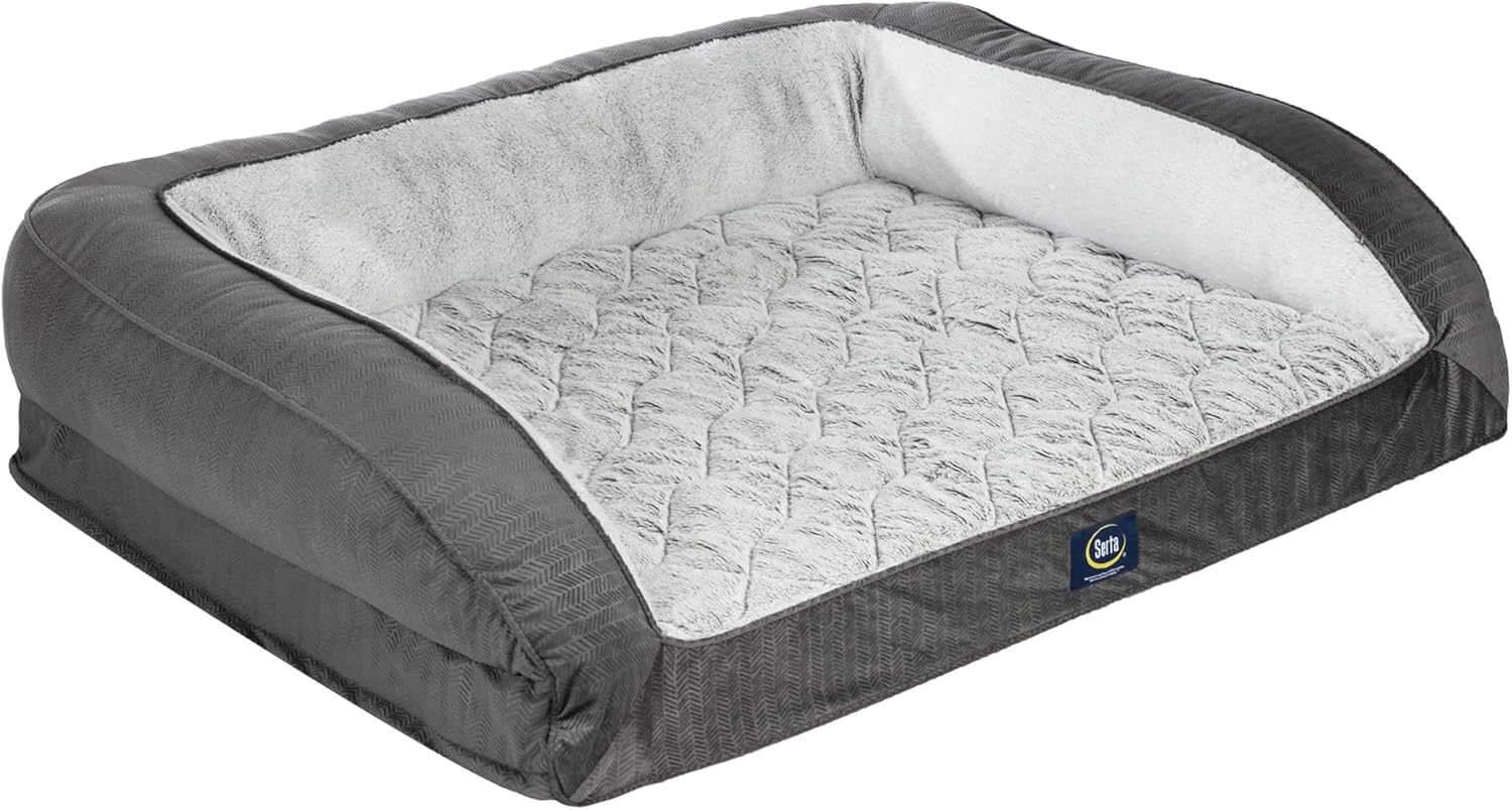 Serta Orthopedic Supportive Foam Quilted Couch Dog Bed With Soft Bolsters (Slate Gray) X Large Serta Orthopedic Supportive Foam Quilted Couch Dog Bed with Soft Bolsters (Slate Gray) X-Large