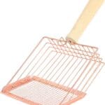 Litter Scooper, Metal Litter Scoop, Pooper Scooper with Wooden Handle, Cat Litter Scoop, Metal Scooper & Speed Sifter Deep Shovel Scoop Filter,Kitten Pooper Lifter for Litter Box