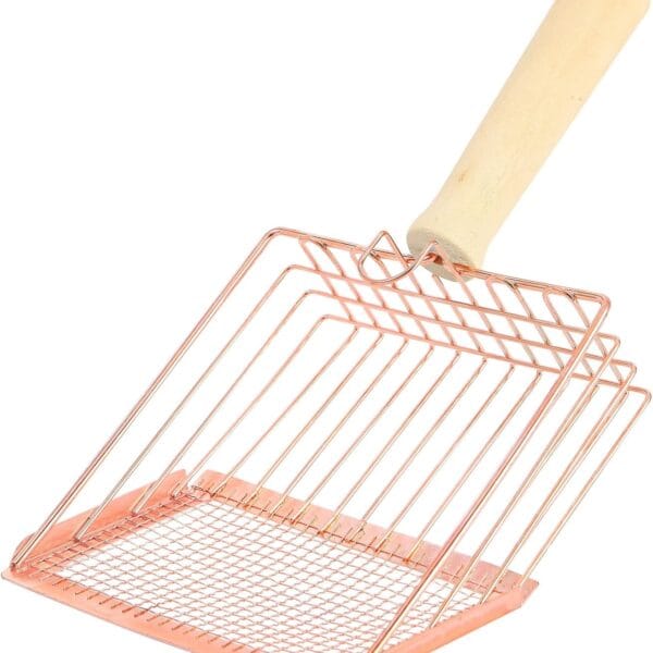 Litter Scooper, Metal Litter Scoop, Pooper Scooper with Wooden Handle, Cat Litter Scoop, Metal Scooper & Speed Sifter Deep Shovel Scoop Filter,Kitten Pooper Lifter for Litter Box