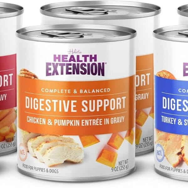 Health Extension Digestive Support Variety Pack Wet Dog Food, (9 oz, Case of 6 Cans) Complete & Balanced with Superfoods & Gravy for Optimal Digestion