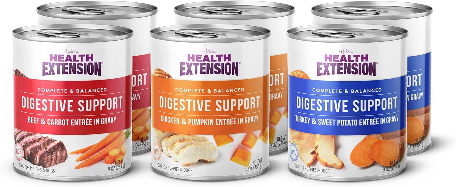 Health Extension Digestive Support Variety Pack Wet Dog Food, (9 Oz, Case Of 6 Cans) Complete & Balanced With Superfoods & Gravy For Optimal Digestion Health Extension Digestive Support Variety Pack Wet Dog Food, (9 oz, Case of 6 Cans) Complete & Balanced with Superfoods & Gravy for Optimal Digestion