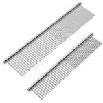 2 Pack Dog Combs with Rounded Ends Stainless Steel Teeth, Cat Comb for Removing Tangles and Knots, Professional Grooming Tool for Long and Short Haired Dog, Cat and other pets, 6.3IN/7.4IN