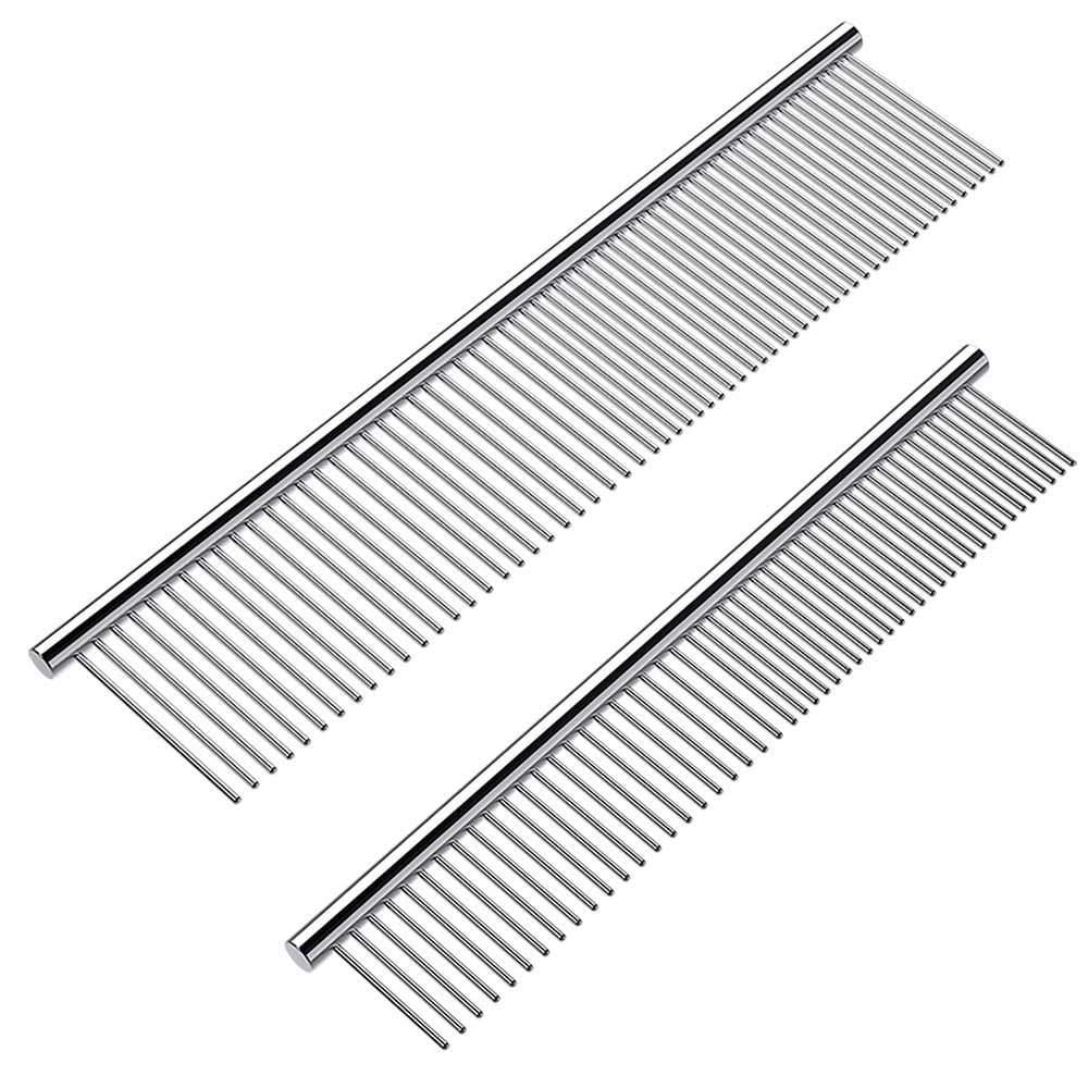 2 Pack Dog Combs With Rounded Ends Stainless Steel Teeth, Cat Comb For Removing Tangles And Knots, Professional Grooming Tool For Long And Short Haired Dog, Cat And Other Pets, 6.3IN/7.4IN 2 Pack Dog Combs with Rounded Ends Stainless Steel Teeth, Cat Comb for Removing Tangles and Knots, Professional Grooming Tool for Long and Short Haired Dog, Cat and other pets, 6.3IN/7.4IN