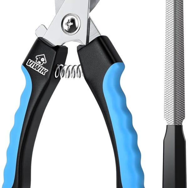 VIWIK Dog Nail Trimmers for Large Medium Dogs, Cats, Professional Dog Nail Clippers with File Quick Sensor & Safety Guard to Avoid Overcutting, Pet Claw Paw Clipper for Grooming with Toenail File Blue