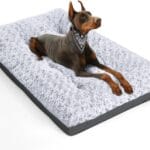 POCBLUE Deluxe Washable Dog Bed for Large Dogs Dog Crate Mat 35 Inch Comfy Fluffy Kennel Pad Anti-Slip for Dogs Up to 60 lbs, 35" x 23", Grey