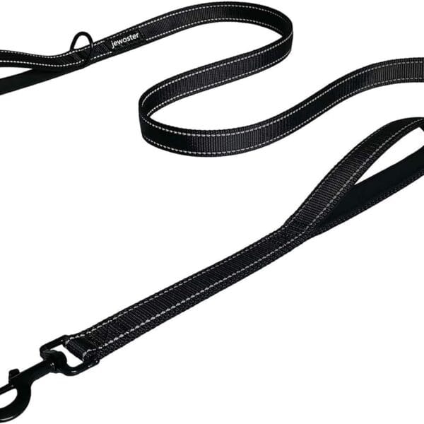 Heavy Duty Dog Leash - 2 Handles by Padded Traffic Handle for Extra Control, 6foot Long - Perfect for Medium to Large Dogs (6 ft, Black)