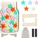 Reward Jar for Kids  Magnetic Wooden Behavior Chart and Incentive Jar with 25 Tokens, Stickers, Stand & Magnet  Positive Reinforcement Tool for Home, Toddlers or Classroom (Star  V2)