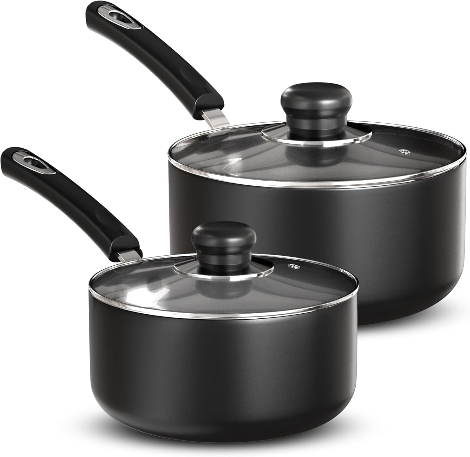 Utopia Kitchen Nonstick Saucepan Set, Cooking Pots With Lids, 1 Quart And 2 Quarts Multipurpose Kitchen Small Pots For Cooking Nonstick With Lids, 1 Qt & 2 Qt Set, Grey & Black Utopia Kitchen Nonstick Saucepan Set, Cooking Pots with Lids, 1 Quart and 2 Quarts Multipurpose Kitchen Small Pots for Cooking Nonstick With Lids, 1 qt & 2 qt Set, Grey & Black