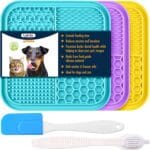 LUKITO 3PCS Lick Mat for Dogs and Cats, Licking Mat with Suction Cups for Anxiety Relief, Cat Peanut Butter Lick Pad for Boredom Reducer, Dog Enrichment Toy, Dog Lick Mat for Bathing Grooming