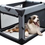 Pettycare 36 Inch Collapsible Crate for Large Dogs, 4-Door Foldable Soft Kennel with Chew Proof Mesh Windows for Indoor & Outdoor Travel