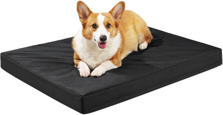 Outdoor Indestructible Dog Bed - Orthopedic Memory Foam Dog Bed with Waterproof & Non-Slip Bottom, XL Crate Bed for Medium & Large Dogs, 41"27"3.5" Black