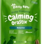 Zesty Paws OraStix for Dogs - Calming Dental Sticks for Stress with Hemp Melatonin Chamomile Dog Healthy Teeth and Gums Calm Composure for Fireworks and Thunderstorms - 12oz