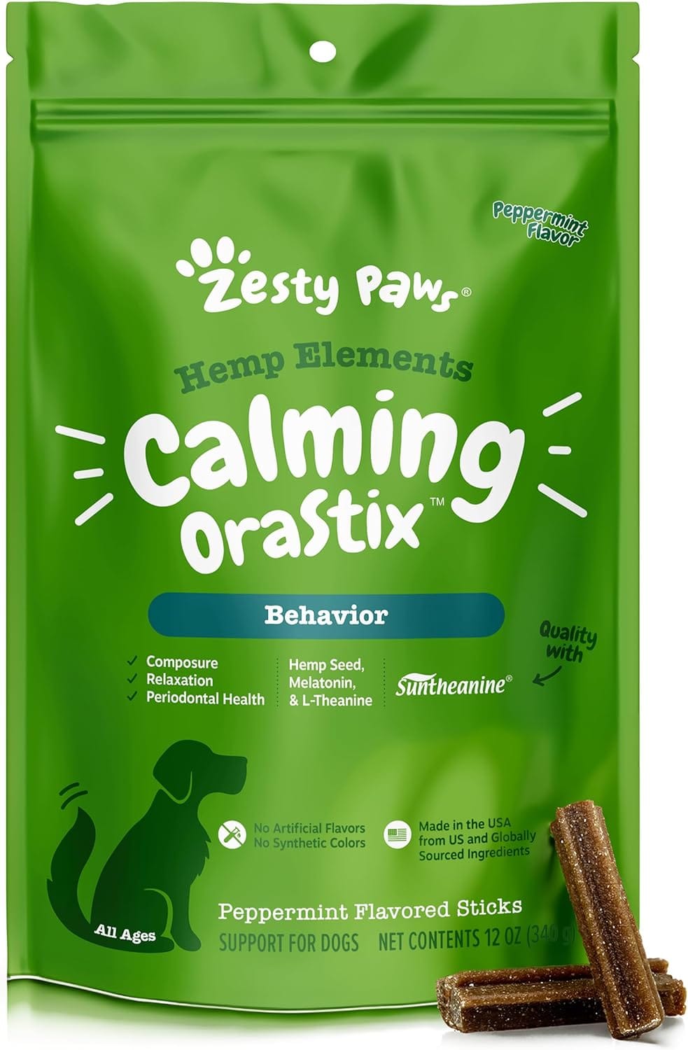Zesty Paws OraStix For Dogs Calming Dental Sticks For Stress With Hemp Melatonin Chamomile Dog Healthy Teeth And Gums Calm Composure For Fireworks And Thunderstorms 12oz Zesty Paws OraStix for Dogs - Calming Dental Sticks for Stress with Hemp Melatonin Chamomile Dog Healthy Teeth and Gums Calm Composure for Fireworks and Thunderstorms - 12oz