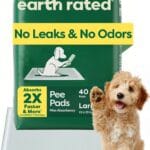 Earth Rated Max Absorbency Puppy Pee Pads for Dogs Absorbs 2X Faster & 2X More, Leak-Proof Odor-Free Potty Training Wee Wee Pad, Unscented, Large, 22 x 23, 40 Count