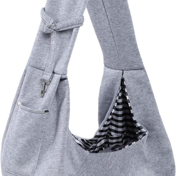 Dog Carrier Sling - Reversible Puppy Carrier Purse with Storage Pocket, Hand-Free Dog Sling Carrier for Carry Small Dogs and Cats, Travel Safety Harness, Dog and Cat Harness (Gray)