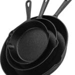 Utopia Kitchen Cast iron Skillets 3 Piece Set, Chefs Pan, Pre Seasoned Cast iron Skillets, 6, 8 & 10 Inches, Easy Use in the Oven, Stove, Grill, or Campfire, Black
