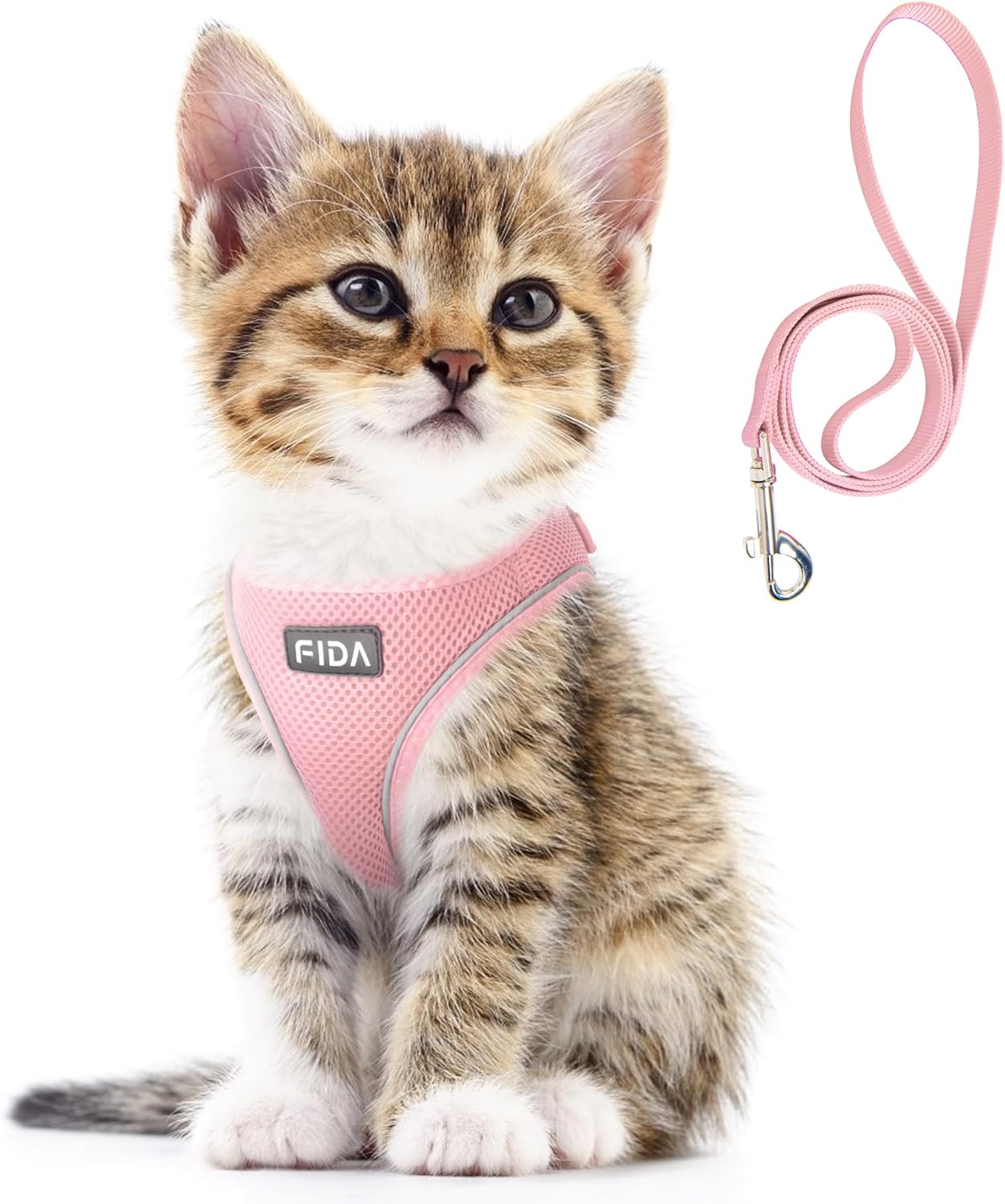 Fida Cat Harness And Leash Set For Walking Kitten And Puppy, Escape Proof Kitten Harness With Breathable Lightweight Soft Mesh, Adjustable Reflective Step In Design. (XXXS, Pink) Fida Cat Harness and Leash Set for Walking Kitten and Puppy, Escape Proof Kitten Harness with Breathable Lightweight Soft Mesh, Adjustable Reflective Step-in Design. (XXXS, Pink)
