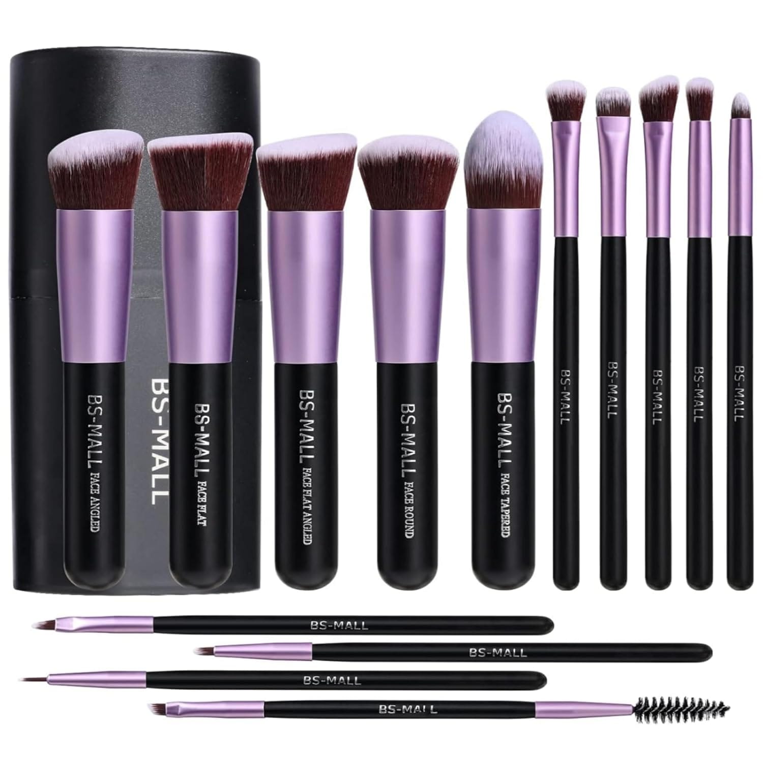 BS MALL Makeup Brushes Premium Synthetic Foundation Powder Concealers Eye Shadows 14 Pcs Purple For Makeup Beginner Or Professional With Travel Case BS-MALL Makeup Brushes Premium Synthetic Foundation Powder Concealers Eye Shadows 14 Pcs Purple for Makeup Beginner or Professional with Travel Case