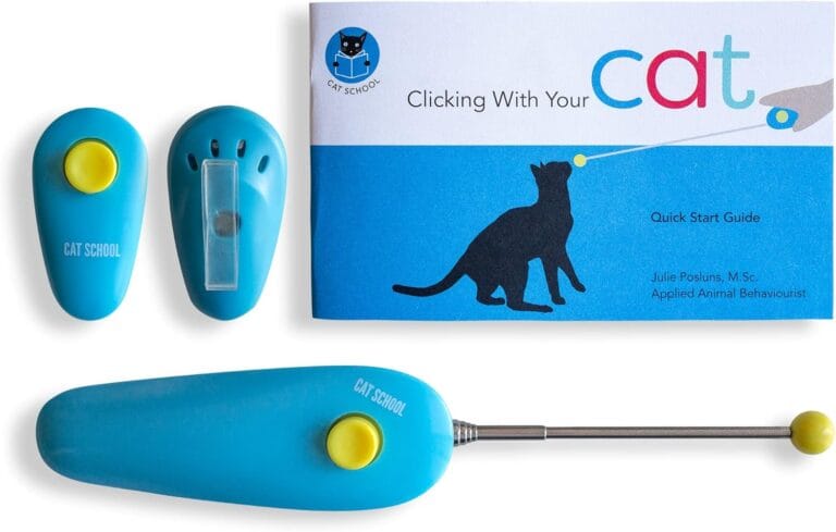 CAT SCHOOL Clicker Training Kit - 1 Target Stick, 1 Step-by-Step Instruction Booklet - Perfect for Fist Bump Training & Positive Behavior