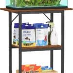 Snughome 10-20 Gallon Fish Tank Stand, Aquarium Stand 2-Tier Storage Shelves, Heavy Duty Terrarium Stand for Home Office Fish Tank Shelf, 24" L x 11.8" W x 30.7" H, Rustic Brown