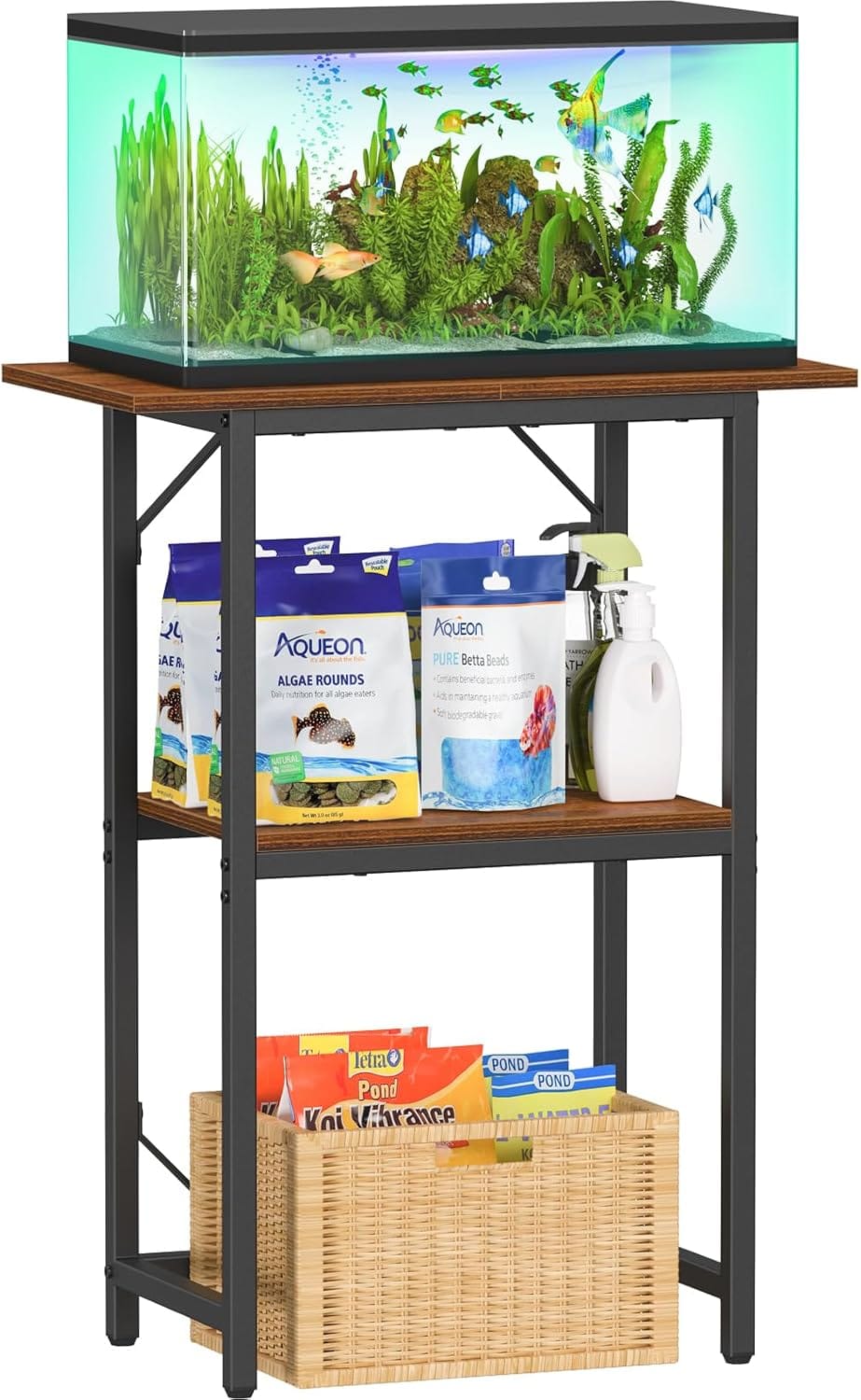 Snughome 10 20 Gallon Fish Tank Stand, Aquarium Stand 2 Tier Storage Shelves, Heavy Duty Terrarium Stand For Home Office Fish Tank Shelf, 24" L X 11.8" W X 30.7" H, Rustic Brown Snughome 10-20 Gallon Fish Tank Stand, Aquarium Stand 2-Tier Storage Shelves, Heavy Duty Terrarium Stand for Home Office Fish Tank Shelf, 24" L x 11.8" W x 30.7" H, Rustic Brown