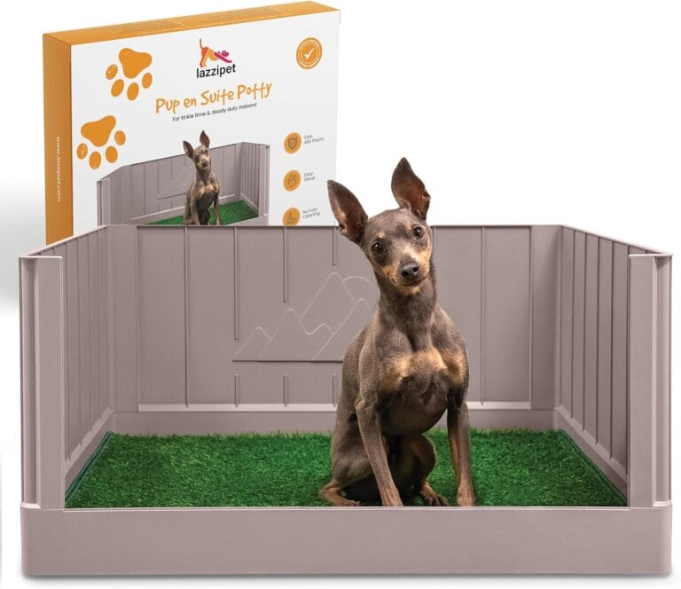 Pup en Suite Potty - Dog Toilet/Pee Pad Tray with Four Walls + Turf Patch - Indoor Potty Tray for Potty Training & Lazy Days - Easy to Build Pee Pad Holder Dog Litter Box Indoor