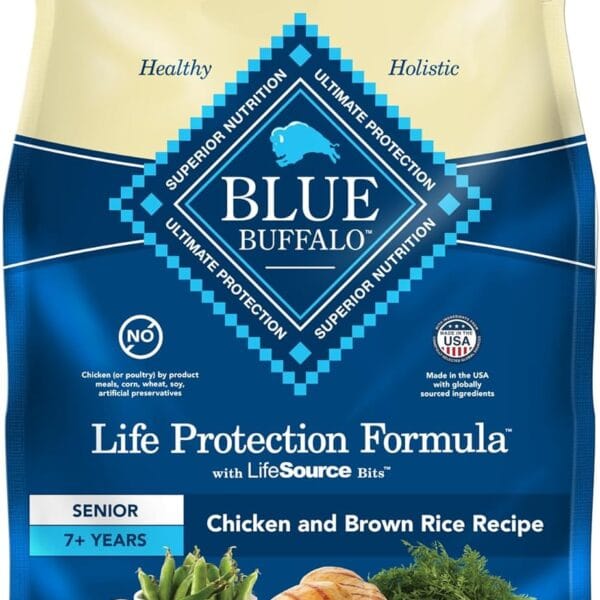 Blue Buffalo Life Protection Formula Natural Senior Dry Dog Food, Chicken and Brown Rice 5-lb Trial Size Bag