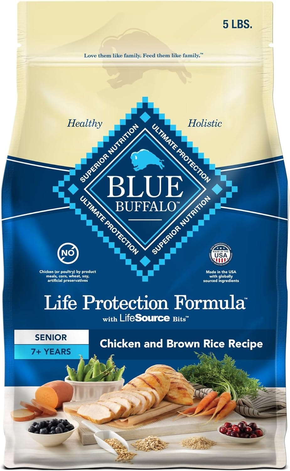 Blue Buffalo Life Protection Formula Natural Senior Dry Dog Food, Chicken And Brown Rice 5 Lb Trial Size Bag Blue Buffalo Life Protection Formula Natural Senior Dry Dog Food, Chicken and Brown Rice 5-lb Trial Size Bag