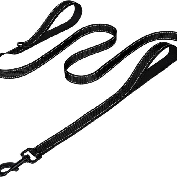Joytale Dog Leash Heavy Duty for Large Dogs That Pull, Double Handle for Traffic Control, Double-Sided Reflective Leashes for Large Medium Dogs Night Safety, 6FT, Black