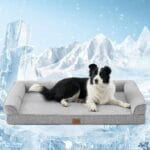 Cooling Dog Bed, Orthopedic Foam Dog Bed with Sides, Removable Cover & Waterproof Lining and Nonskid Bottom, Comfortable Pet Beds for Extra Large Dogs, Grey (48" L x 32" W x 7.5" Th)