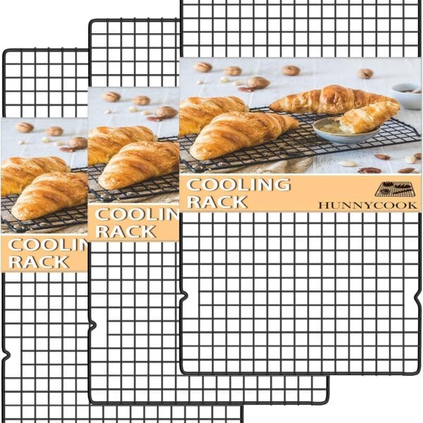 15.89.8 Cooling Rack, 3P Stainless Steel Baking Rack, Oven Safe Cooling Racks for Cooking and Baking, Black Roasting Rack & Wire Rack & Cookie Cooling Rack for Roasting, Grilling, Drying