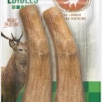 Nylabone Healthy Edibles WILD Natural Dog Chew Treats for Large Dogs, Long Lasting Dog Healthy Chew Antler Bone Made in USA, Venison Flavor, For Dogs Up to 50 lbs. (2 Count)
