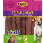 Cadet Gourmet Triple Chews Long-Lasting Pork Hide Sticks with Apple and Duck, Healthy Dog Treats for Small & Large Dogs, 6 Count