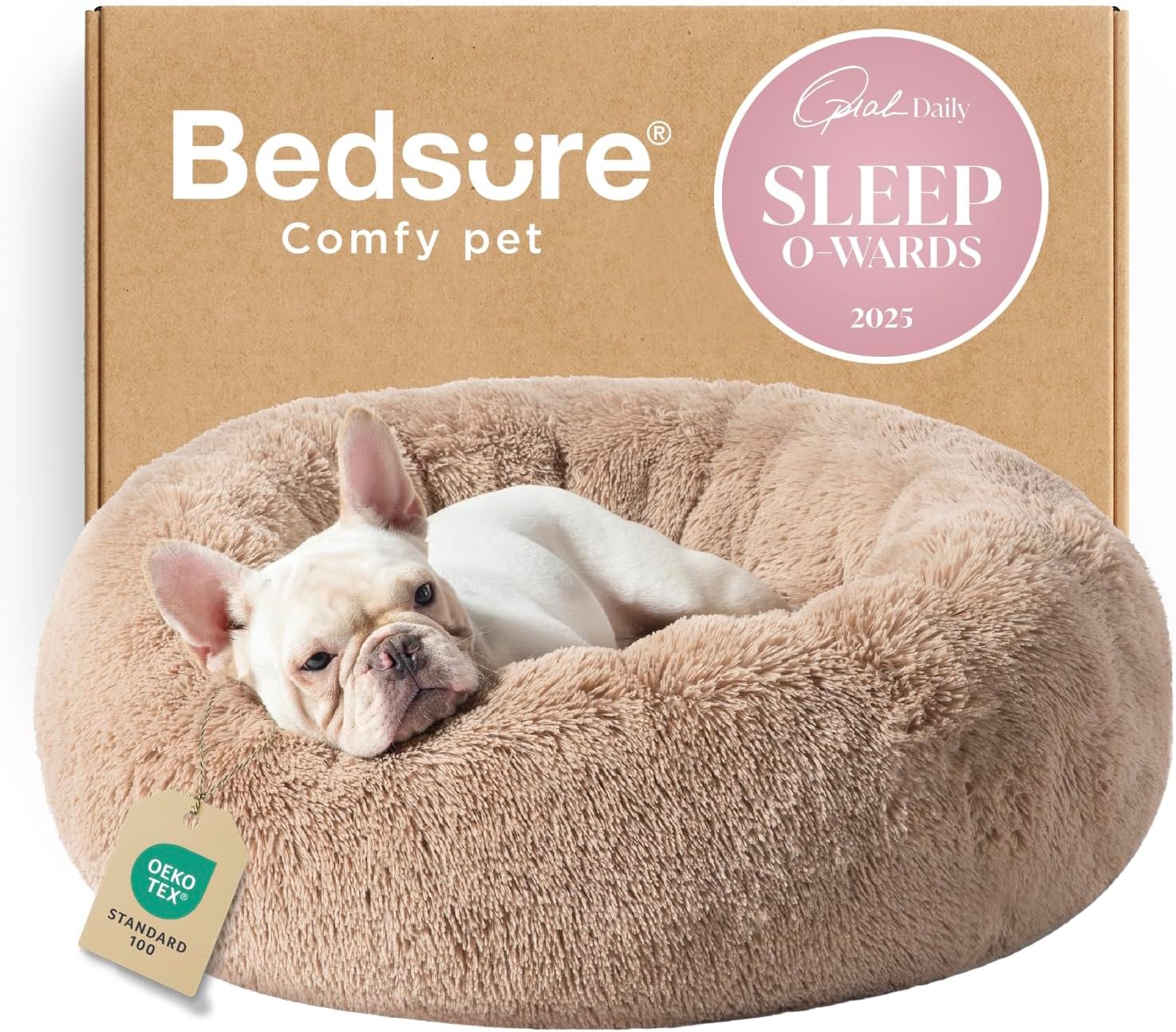 Bedsure Calming Dog Bed Medium Size Dog Donut Washable Medium Pet Bed, 30 Inches Anti Slip Round Fluffy Plush Faux Fur Cat Bed, Fits Up To 45 Lbs Pets, Camel Bedsure Calming Dog Bed Medium Size Dog - Donut Washable Medium Pet Bed, 30 inches Anti-Slip Round Fluffy Plush Faux Fur Cat Bed, Fits up to 45 lbs Pets, Camel
