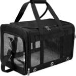 Soft Sided Cat/Dog Carrier,Collapsible Pets Travel Carriers for Pet/Puppy with Shoulder Strap & Removable Mat,Mesh Top Load Small Dogs/Cats Carry Bag Up to 17 Lbs TSA Airline ApprovedBlack,M