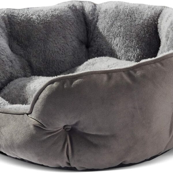 Asvin Small Dog Bed for Small Dogs, Cat Beds for Indoor Cats, Pet Bed for Puppy and Kitty, Extra Soft & Machine Washable with Anti-Slip & Water-Resistant Oxford Bottom, Grey, 20 inches