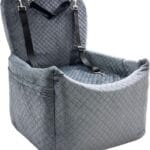 Small Medium Dog Car Seat Memory Foam Sponge Booster for Medium Dogs Under 35 lbs Ensure Comfort with Thick Cushion Detachable Washable Dog Bed Pet Car Seat with Storage Pockets for Toys Food